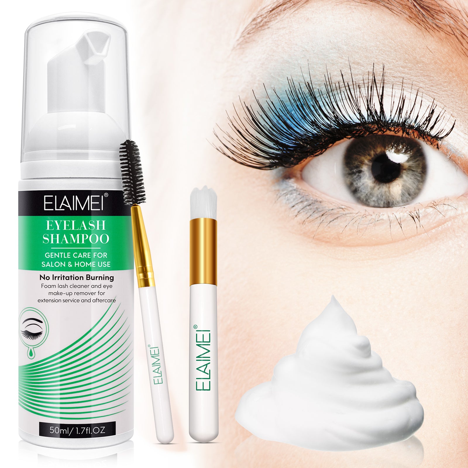 ELAIMEI Eyelash Extension Shampoo Kit, 50ml