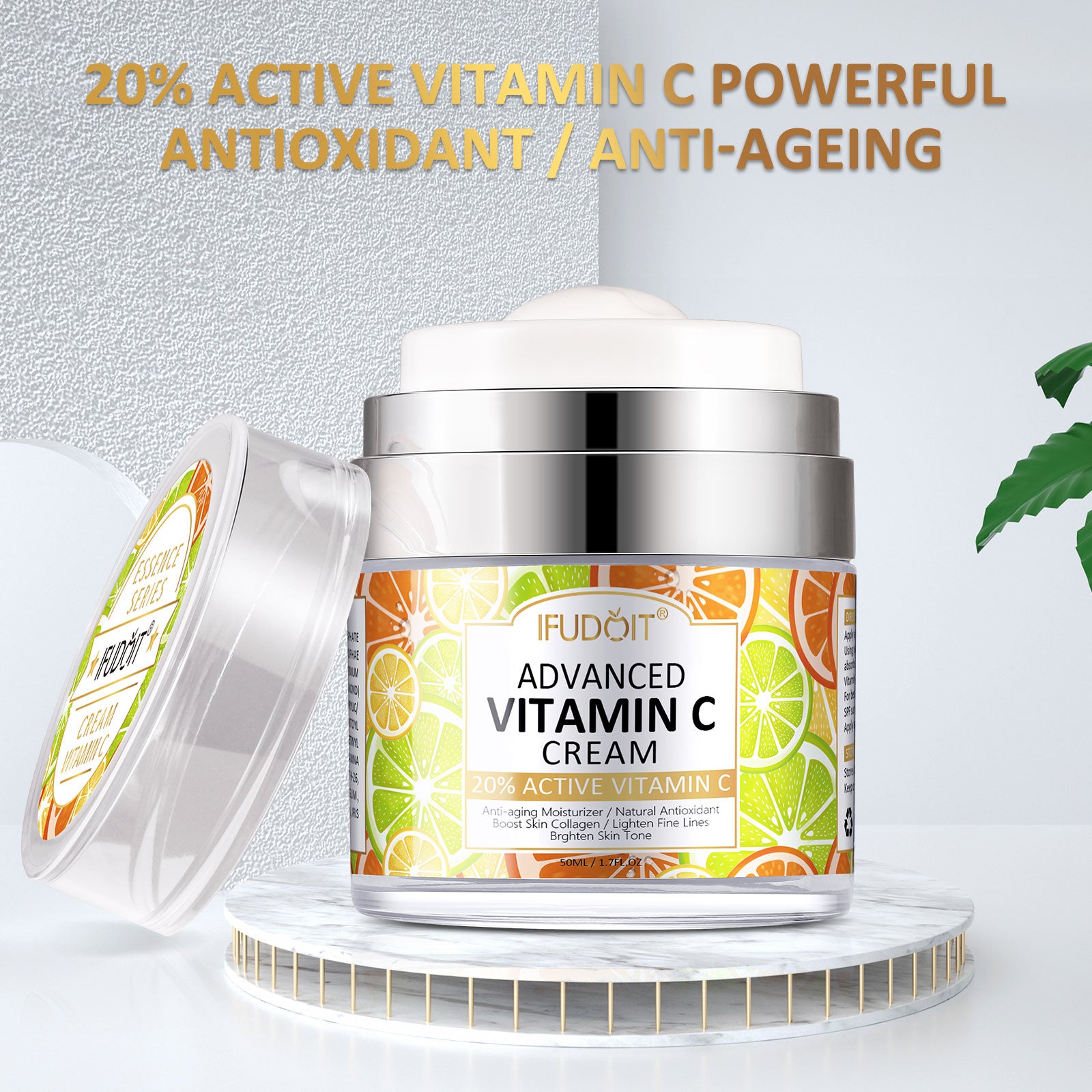 Ifudoit Facial Vitamin C Cream Face Anti-Aging Moisturizer Retinol Wrinkle Skin Care Hydrating Repair Reduce Fine Line Hyaluronic Acid