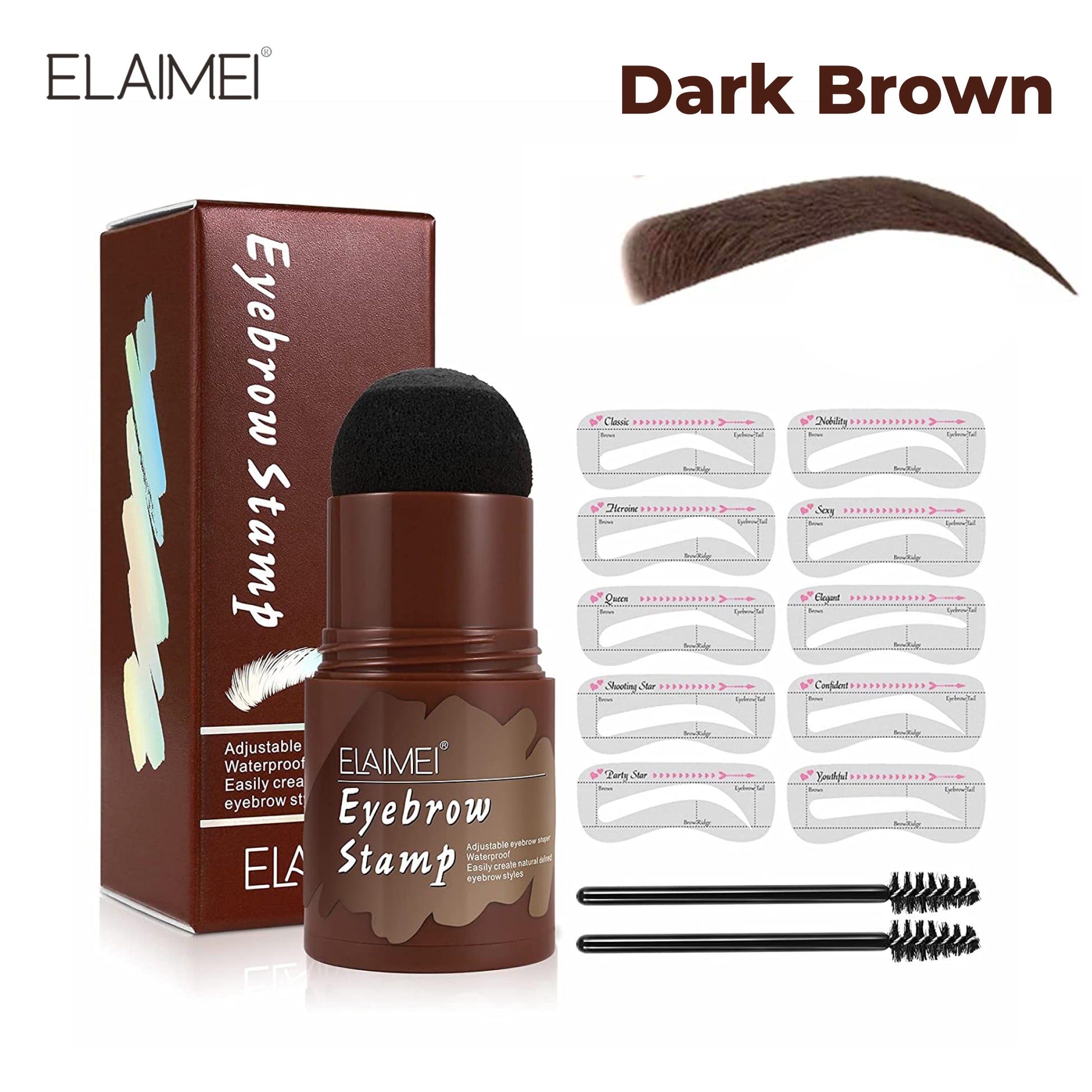 ELAIMEI Dark Brown Eyebrow Stencil Kit