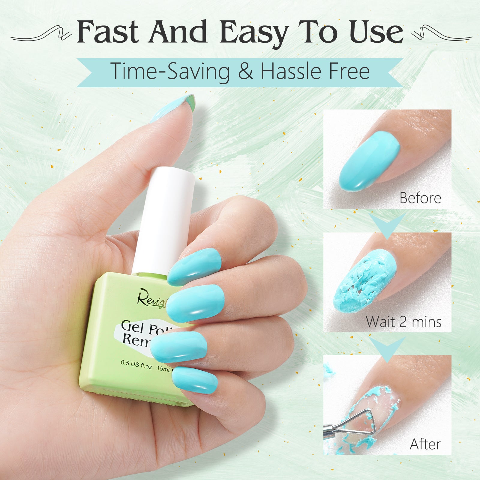 Reviglam Gel Nail Polish Remover and Cuticle Oil Manicure Kit Soak Off Fast Moisturizer Instant Nails Strength Easy to Use