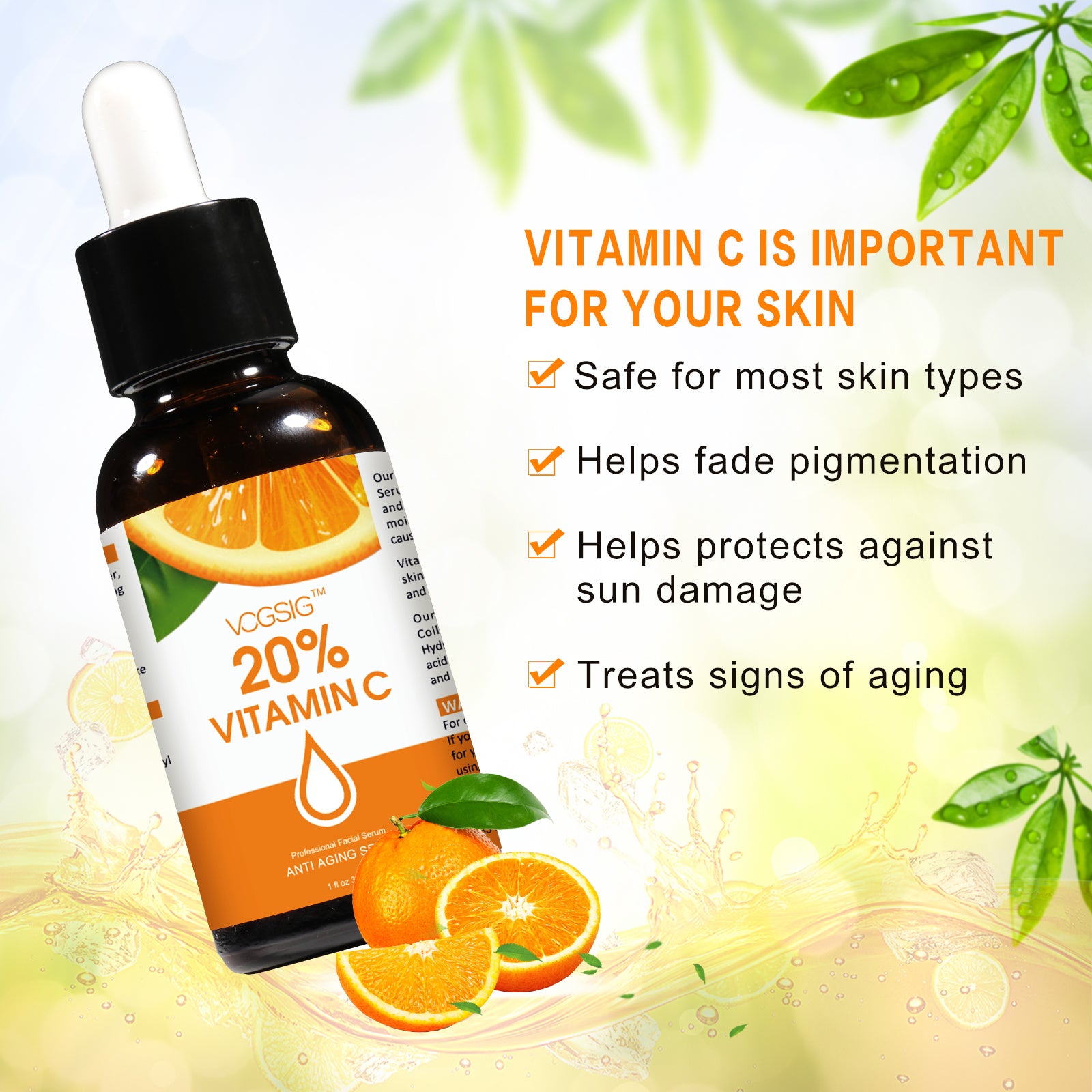 VOGSIG Vitamin C Face Anti Age Serum Skin Hyaluronic Acid Pure Retinol Anti Aging Collagen Facial Day Night Treatment Repair