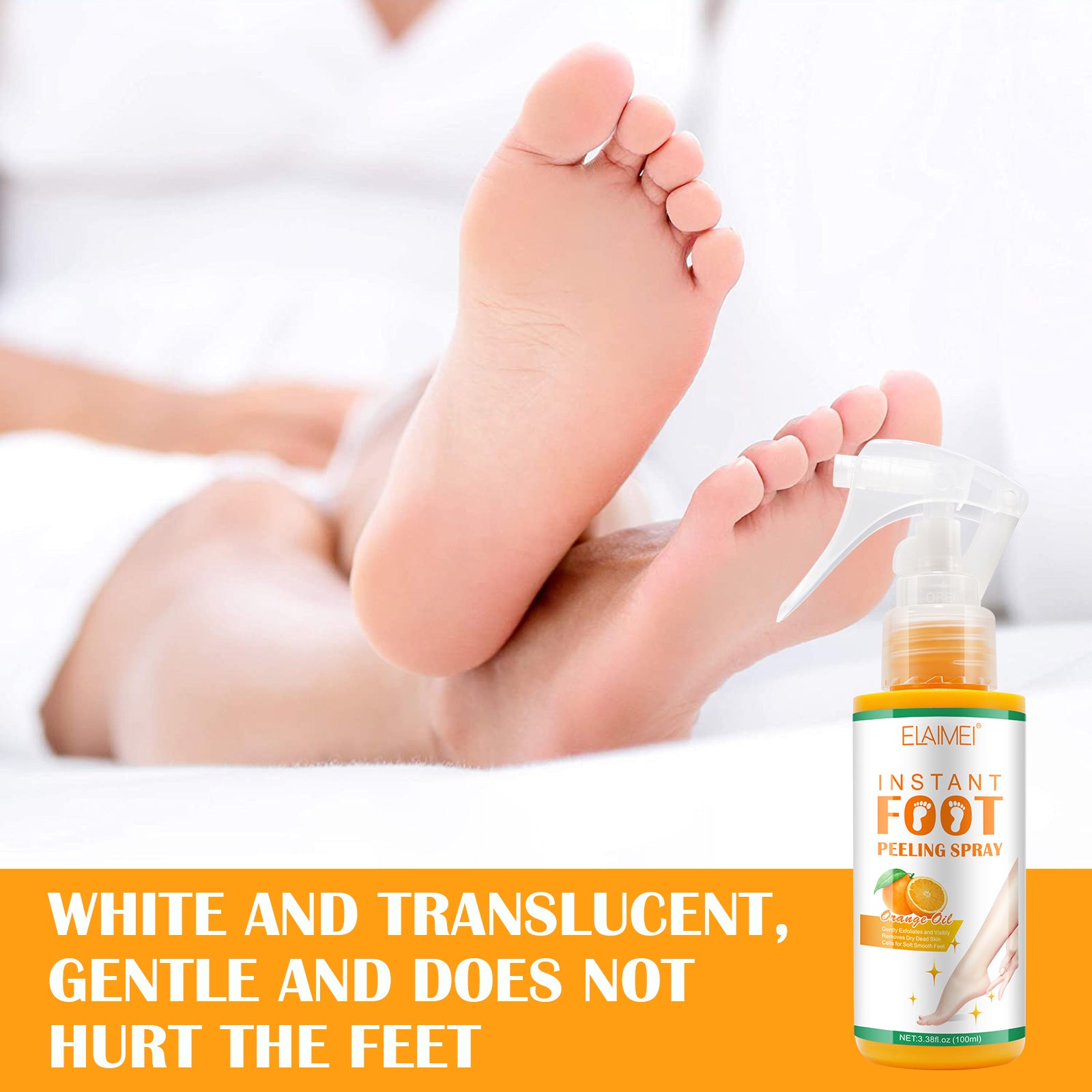 ELAIMEI Orange Foot Peel Spray Oil, 100ml