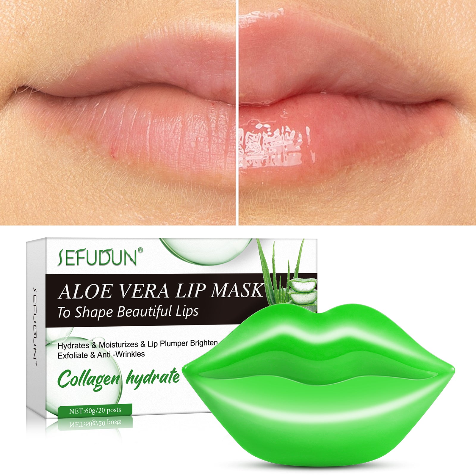 SEFUDUN Aloe Vera Lip Mask, pack of 20pcs