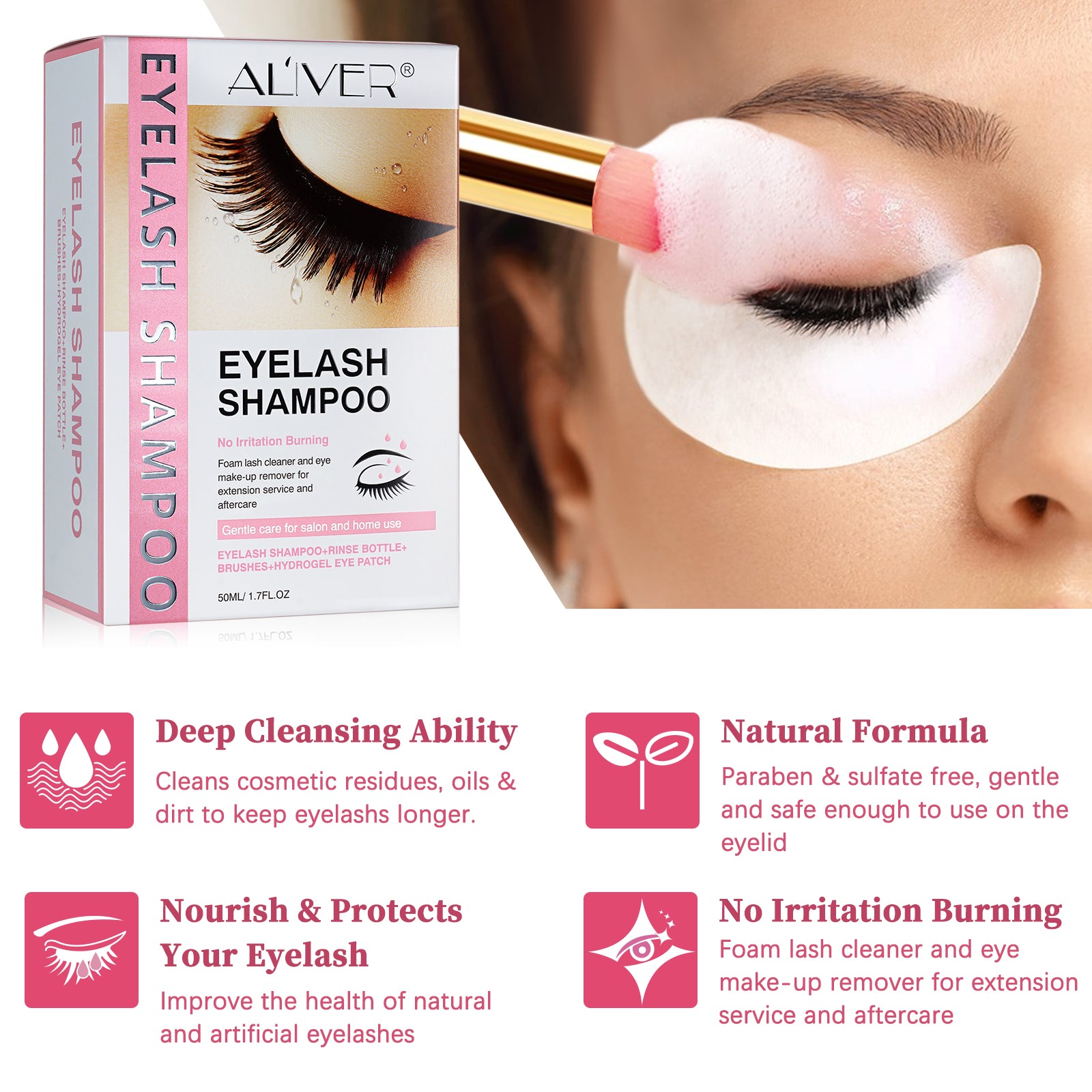 ALIVER Eyelash Shampoo for Lash Extension, Kit