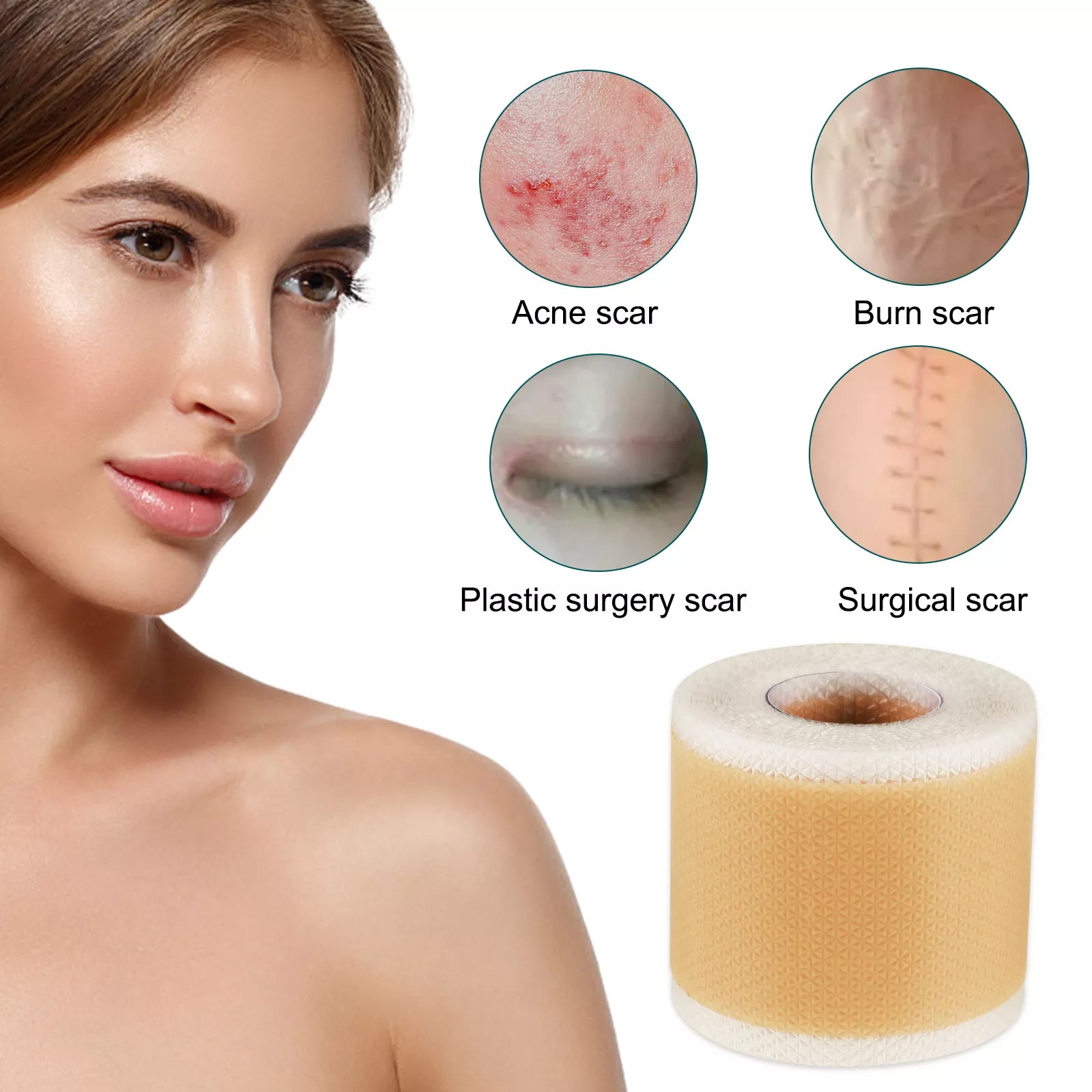 ELAIMEI Silicone Scar Removal Sheets, Roll Tape 3m