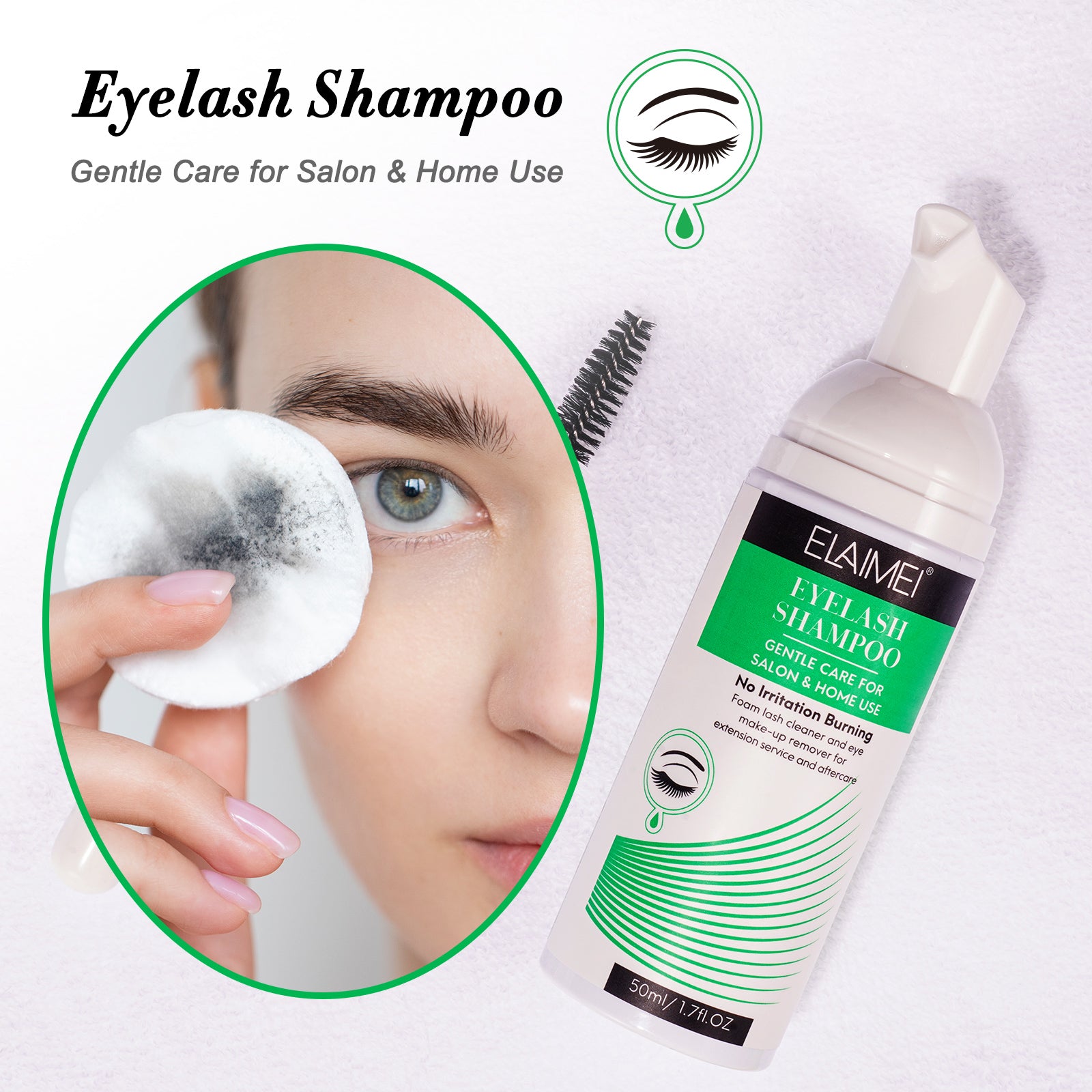 ELAIMEI Eyelash Extension Shampoo Kit, 50ml