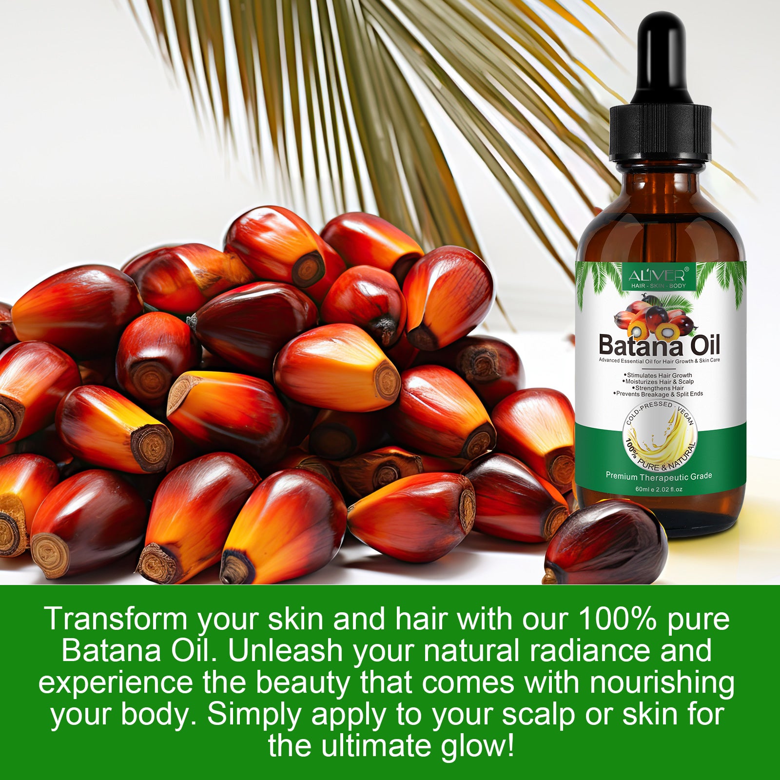 ALIVER Natural Batana Oil for Hair Growth, Skin & Body, 60ml