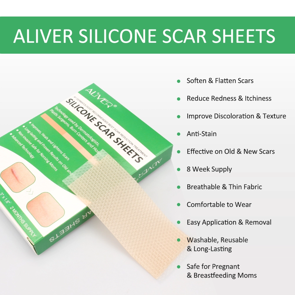 ALIVER Silicone Scar Sheets, Reduction Treatment, pack of 4pcs