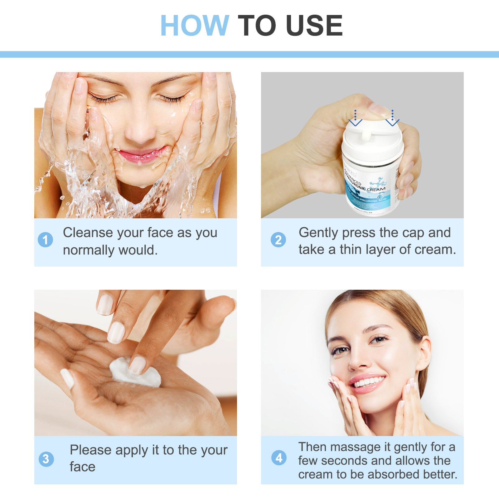 Kizenka Hyaluronic Acid Face Cream Moisturizing Anti Aging Wrinkle Remover Repair Skin Care Retinol Fine Line Repair Niacinamide Day Night