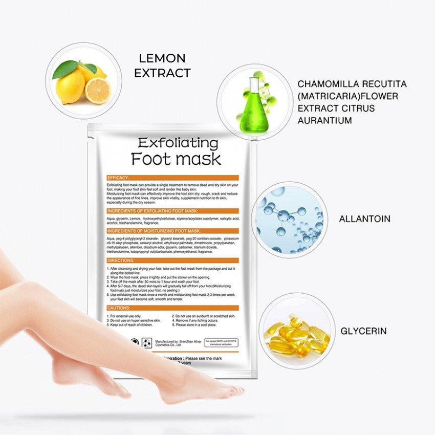 Aliver Lemon Soft Foot Peel Mask for Feet Dead Skin Remover