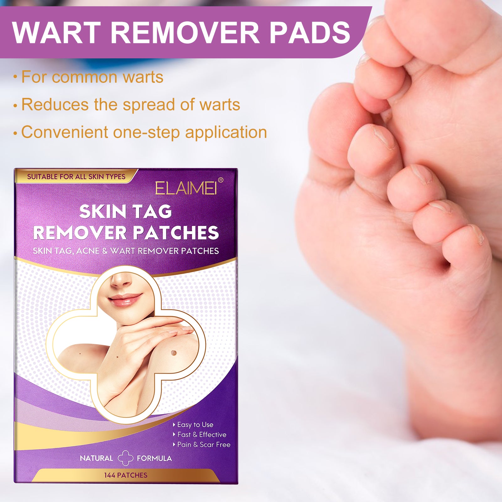 ELAIMEI Skin Tag, Acne & Wart Remover Patches, pack of 144pcs