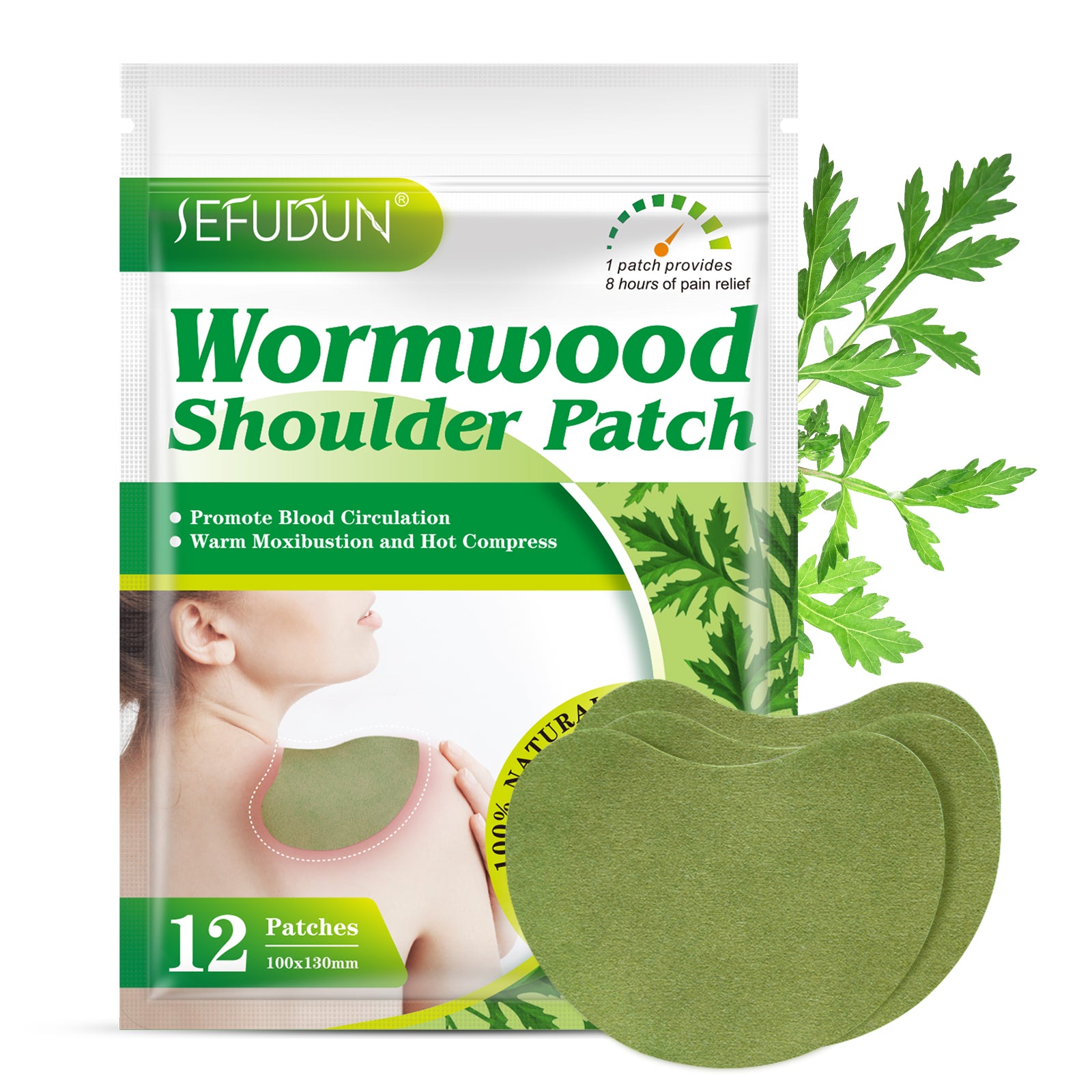 SEFUDUN Wormwood Shoulder Pain Relief Patches, 12pcs
