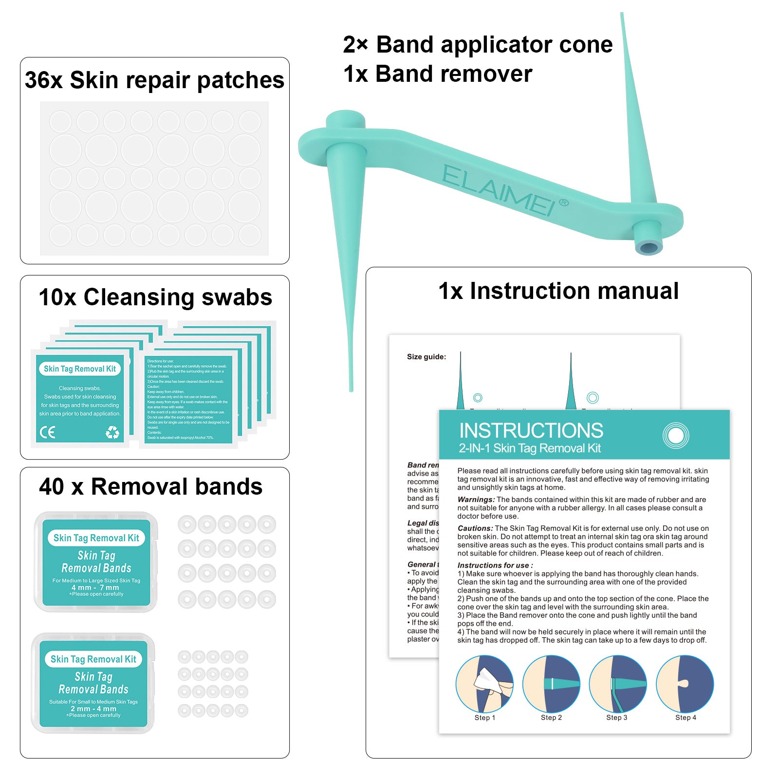 ELAIMEI 2in1 Fast & Effective Skin Tag Remover Kit