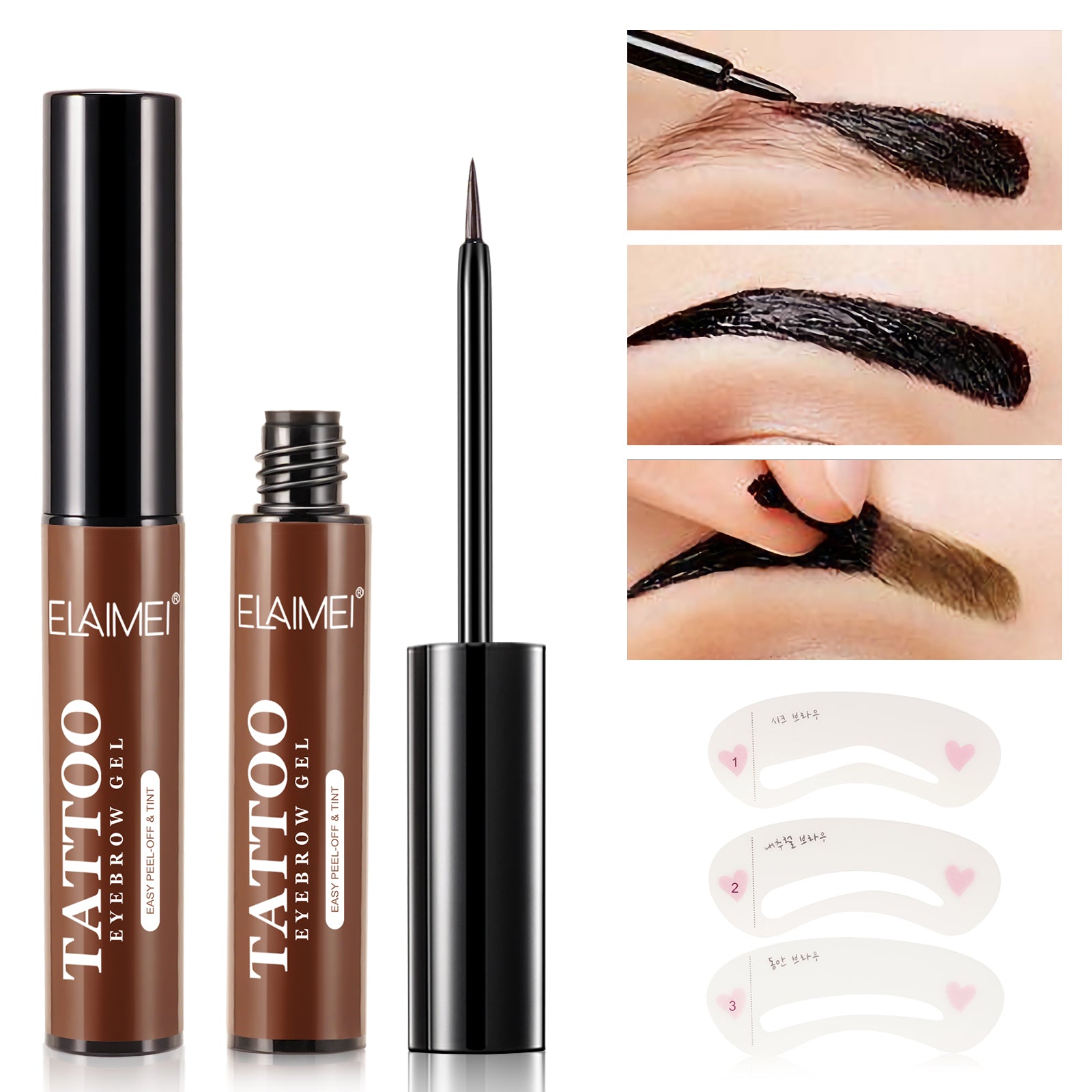 ELAIMEI Tattoo Eyebrow Gel, Peel Off Tint (Light Brown)