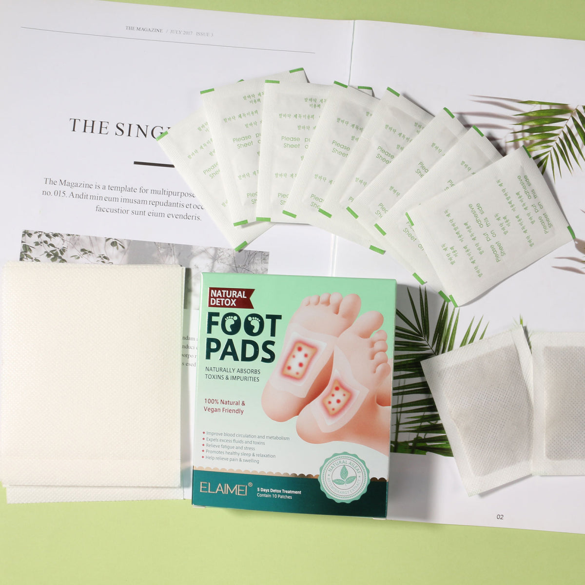 ELAIMEI Adhesive Detox Foot Patches, Toxin Removal Pads (10 pcs)