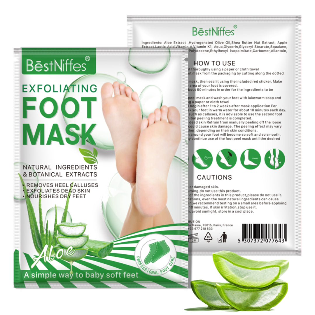 BESTNIFFES Exfoliating Foot Peel Mask, 3 pairs (ALOE)