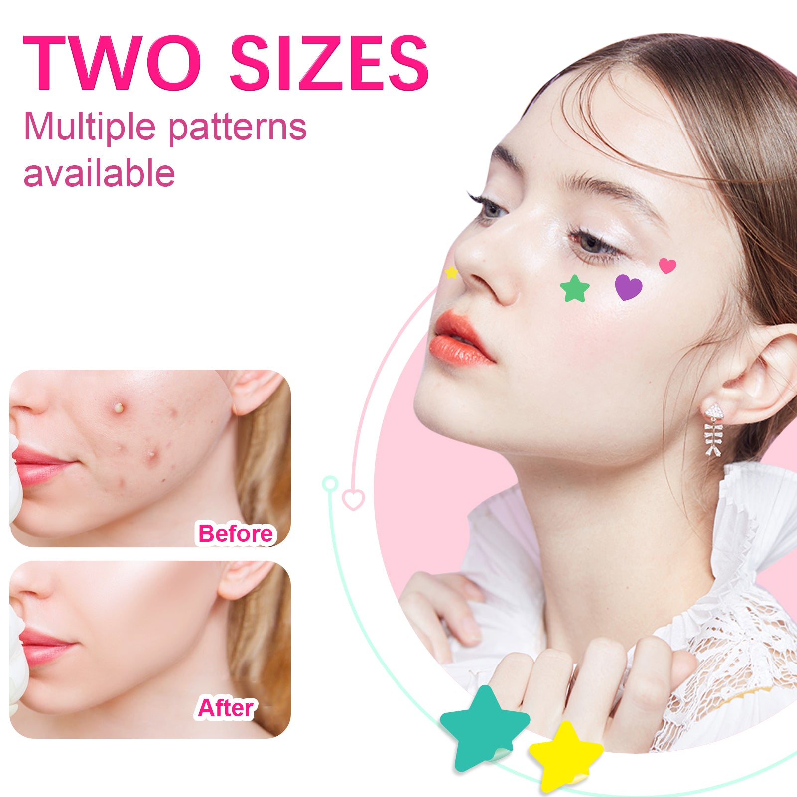 ELAIMEI Stars + Heart Pimple Patches, pack of 156pcs