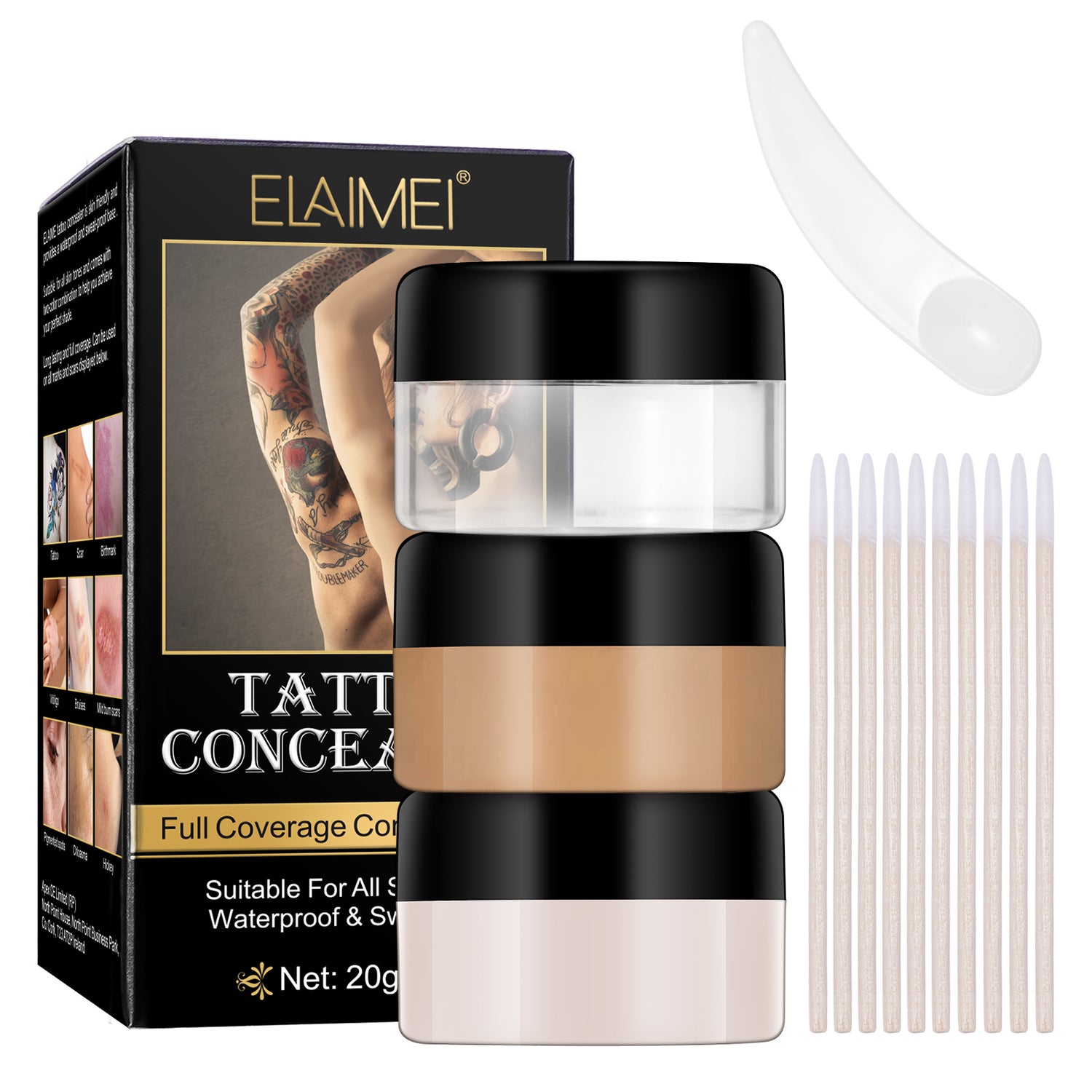 ELAIMEI Tattoo Full Coverage Concealer Set