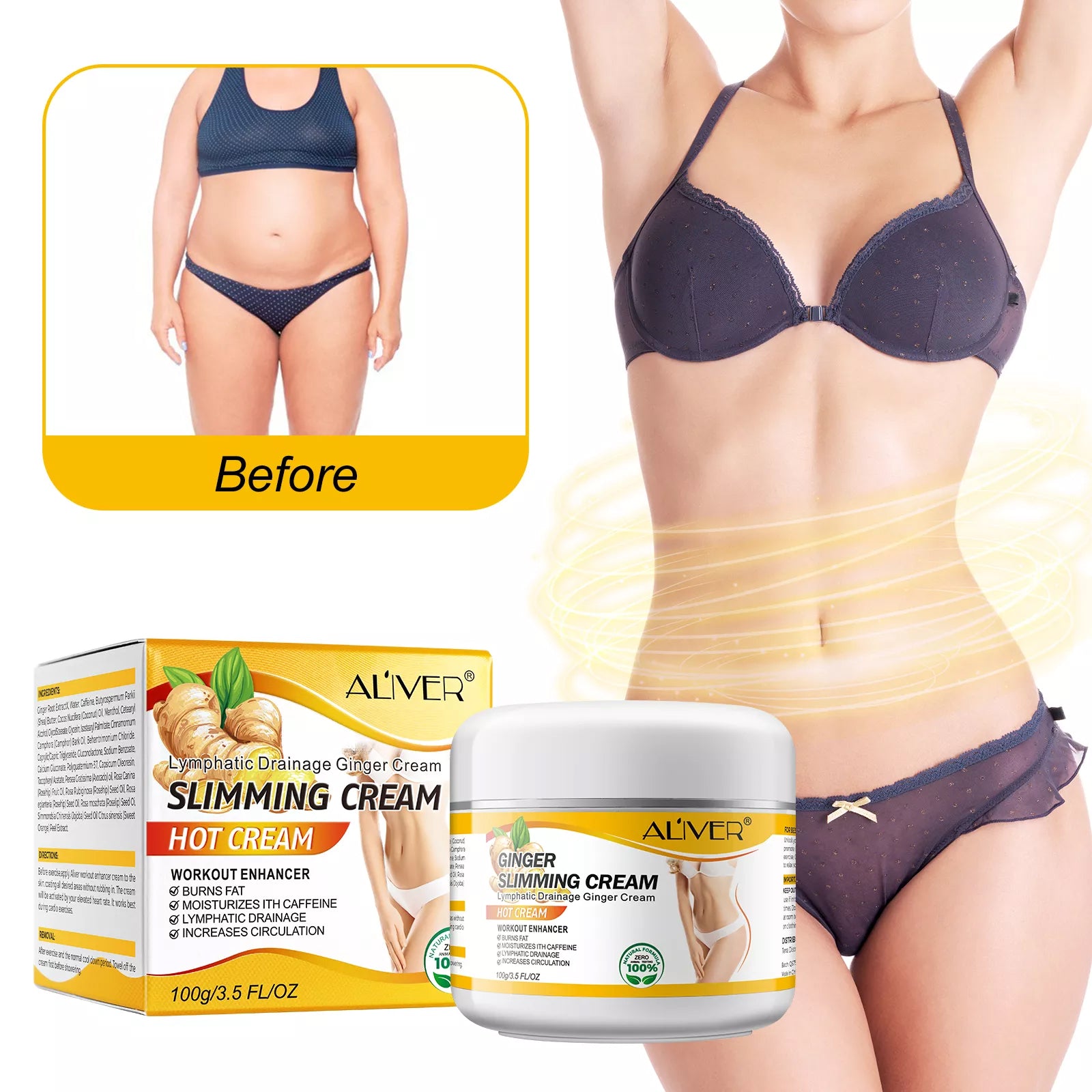 Aliver Body Slimming Hot Cream Fat Burner Anti Cellulite Firming