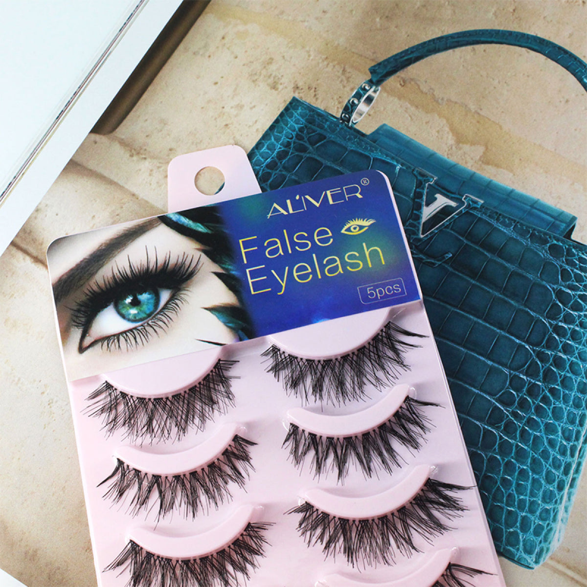 Aliver 5 Pairs Eyelashes 3D Mink Fake False Eye Lashes Natural Long Thick Makeup Cross Extension Handmade Wispy