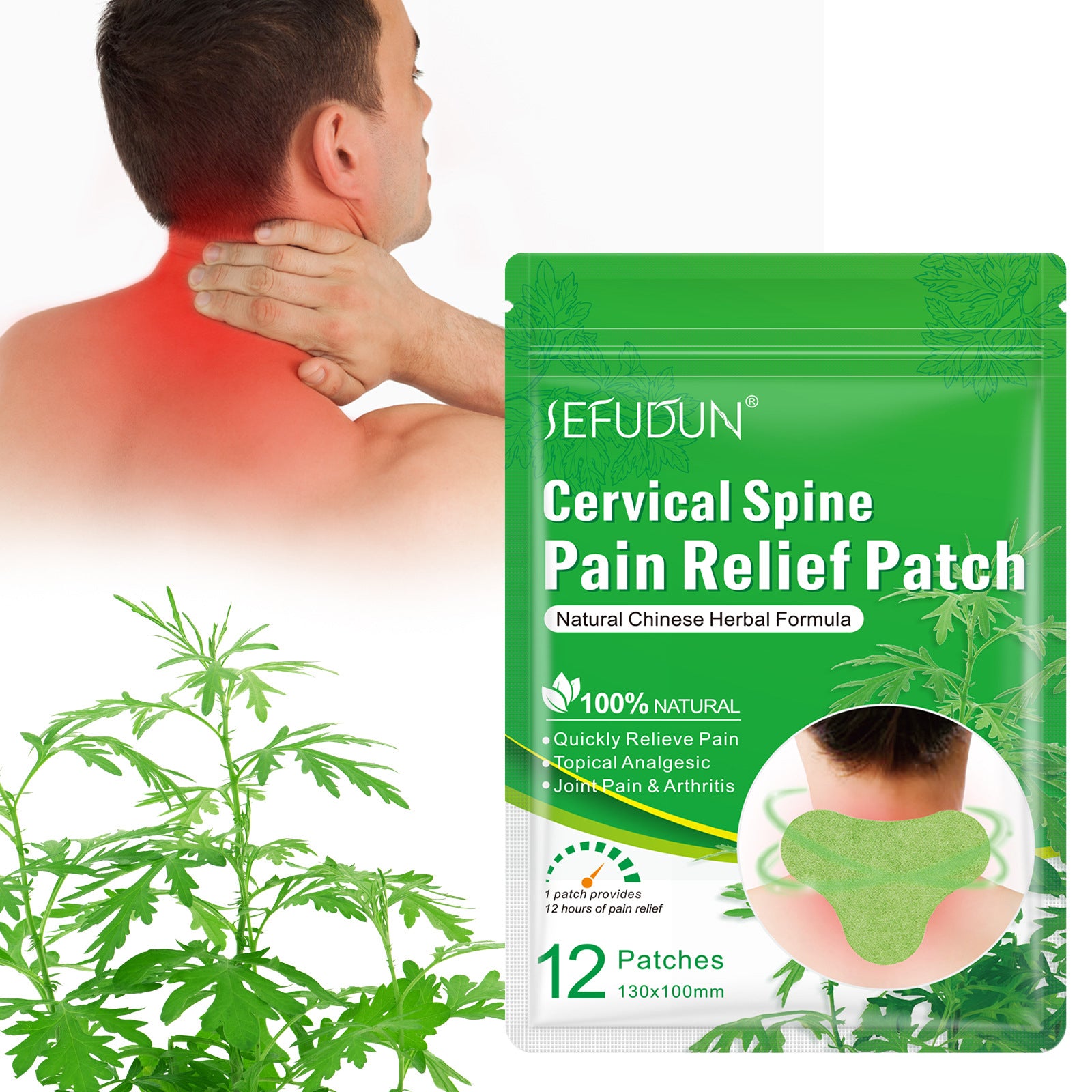 SEFUDUN Cervical Spine Pain Relief Patches, pack of 12pcs