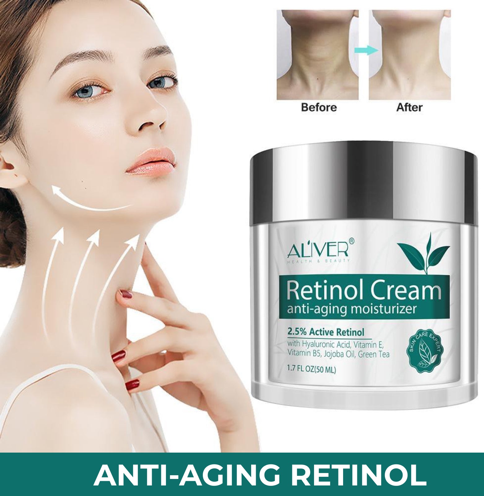 Aliver Pure Retinol Face Cream for Anti Aging Skin Moisturizer Repair