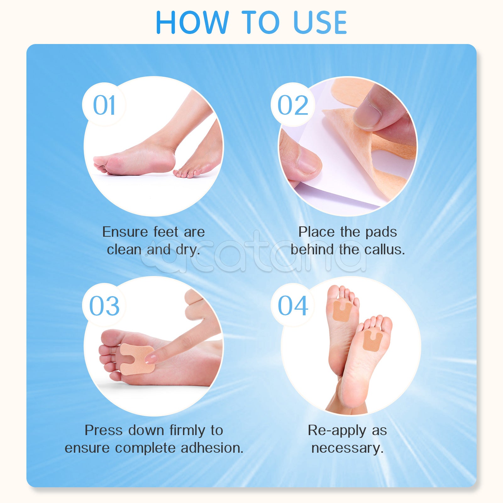 ELAIMEI U-Shaped Felt Callus Pads for Feet Pain Relief & Foot Protection, pack of 48pcs