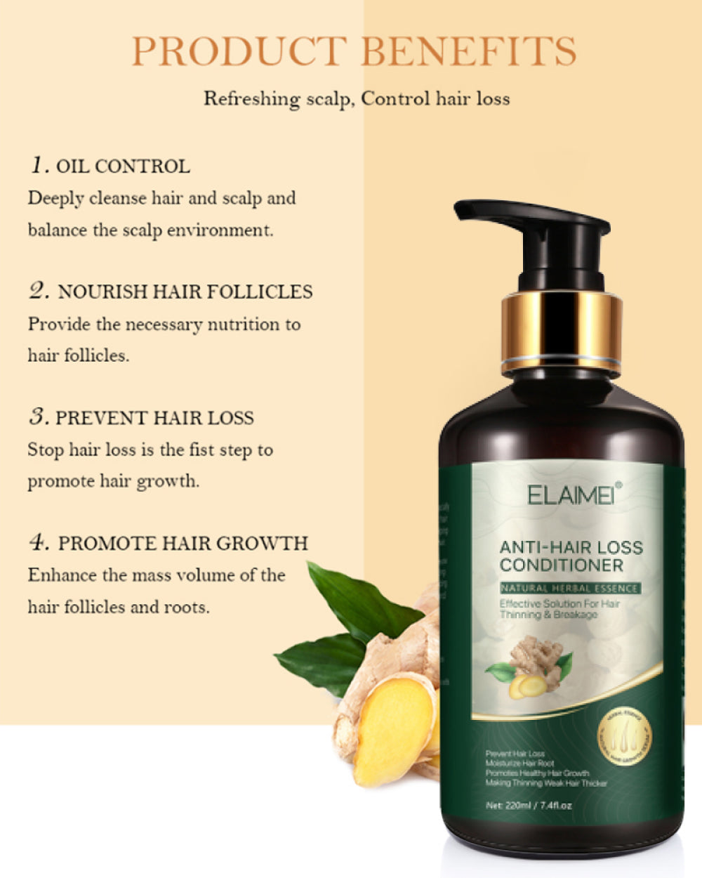 ELAIMEI Ginger Anti Hair Loss Conditioner, 220ml