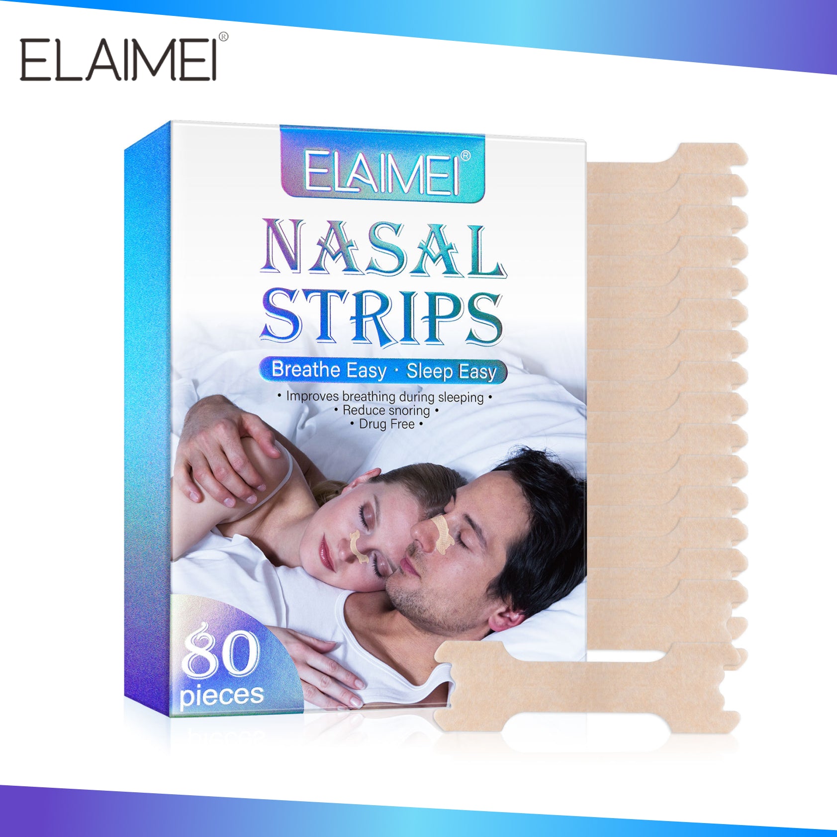 ELAIMEI Anti Snore Nasal Strips, 80pcs