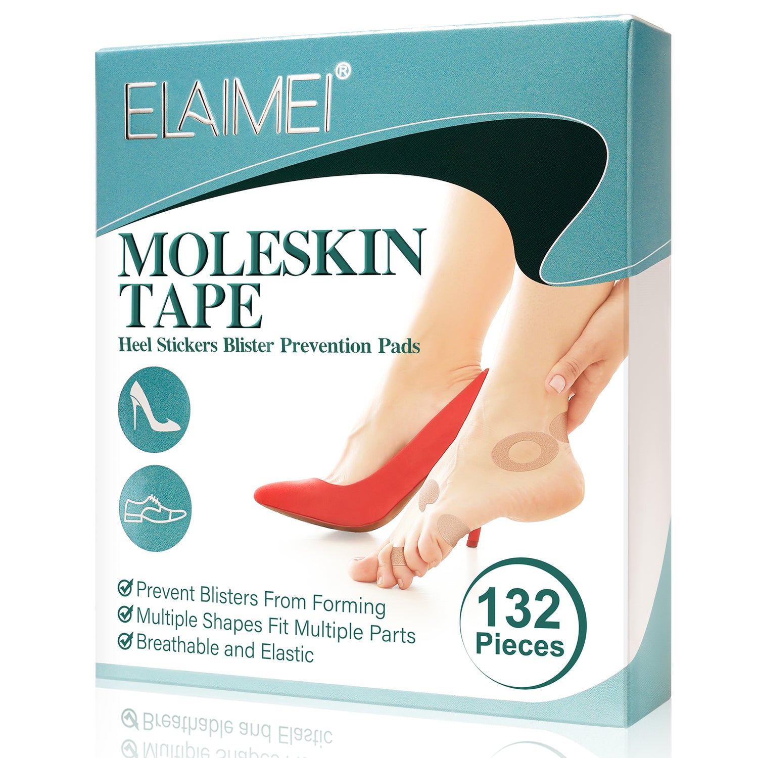 ELAIMEI Moleskin Tape for Feet, Blister Prevention (pack of 132pcs)