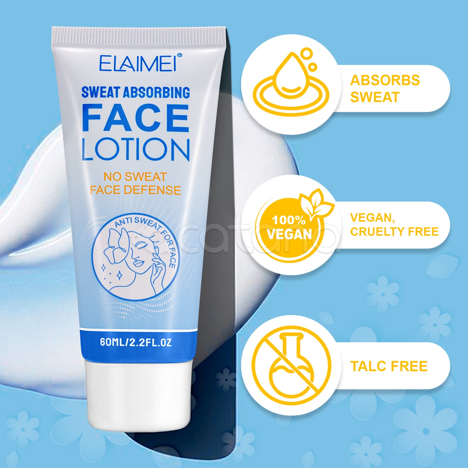 ELAIMEI Sweat Absorbing Face Lotion, Oily Face Control, 60ml