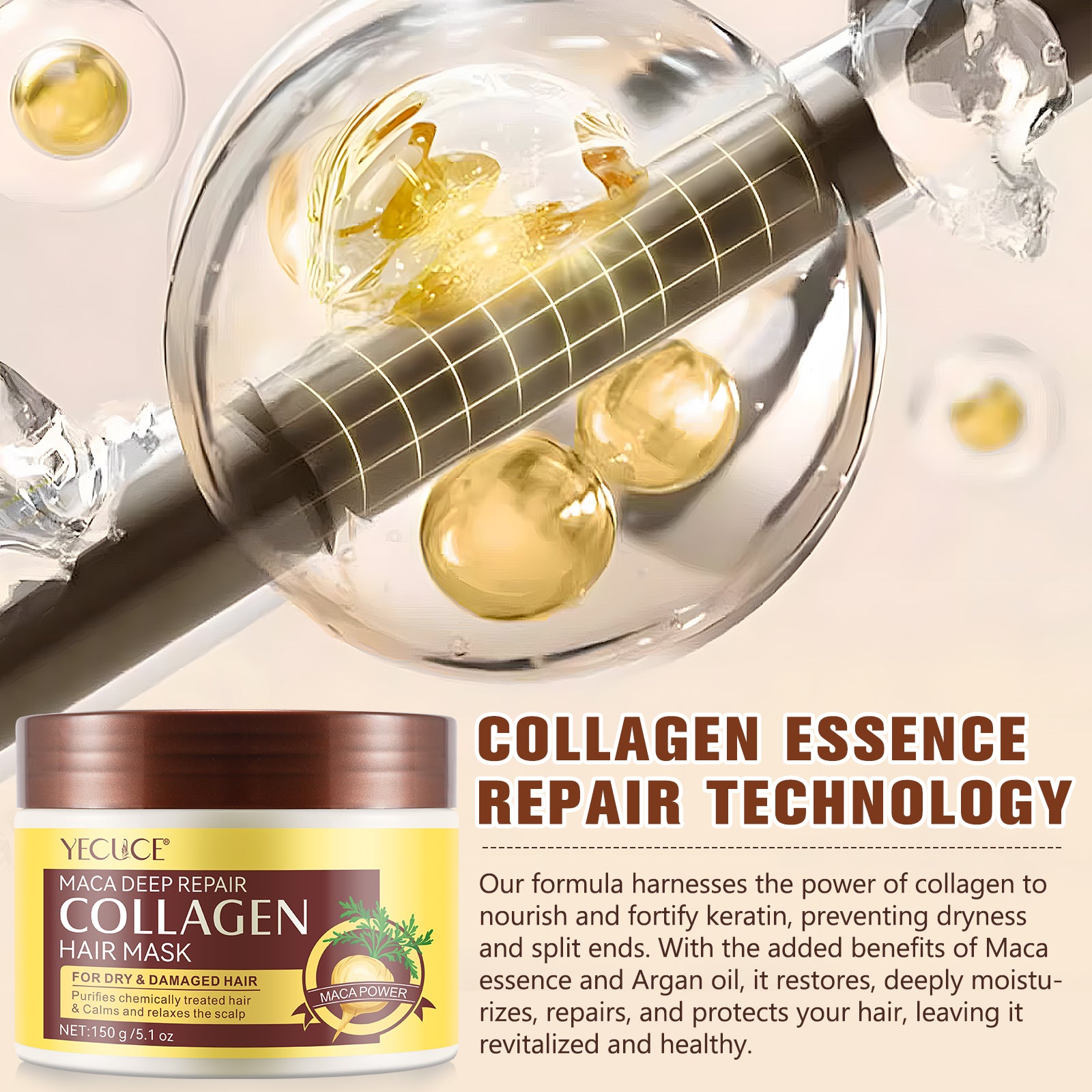 YECUCE Maca Deep Repair Collagen Hair Mask, 150ml