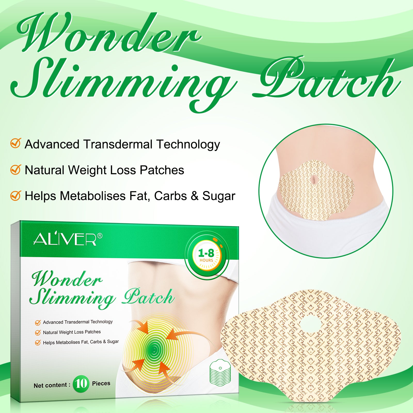 ALIVER Wonder Belly Slimming Patches, 10pcs