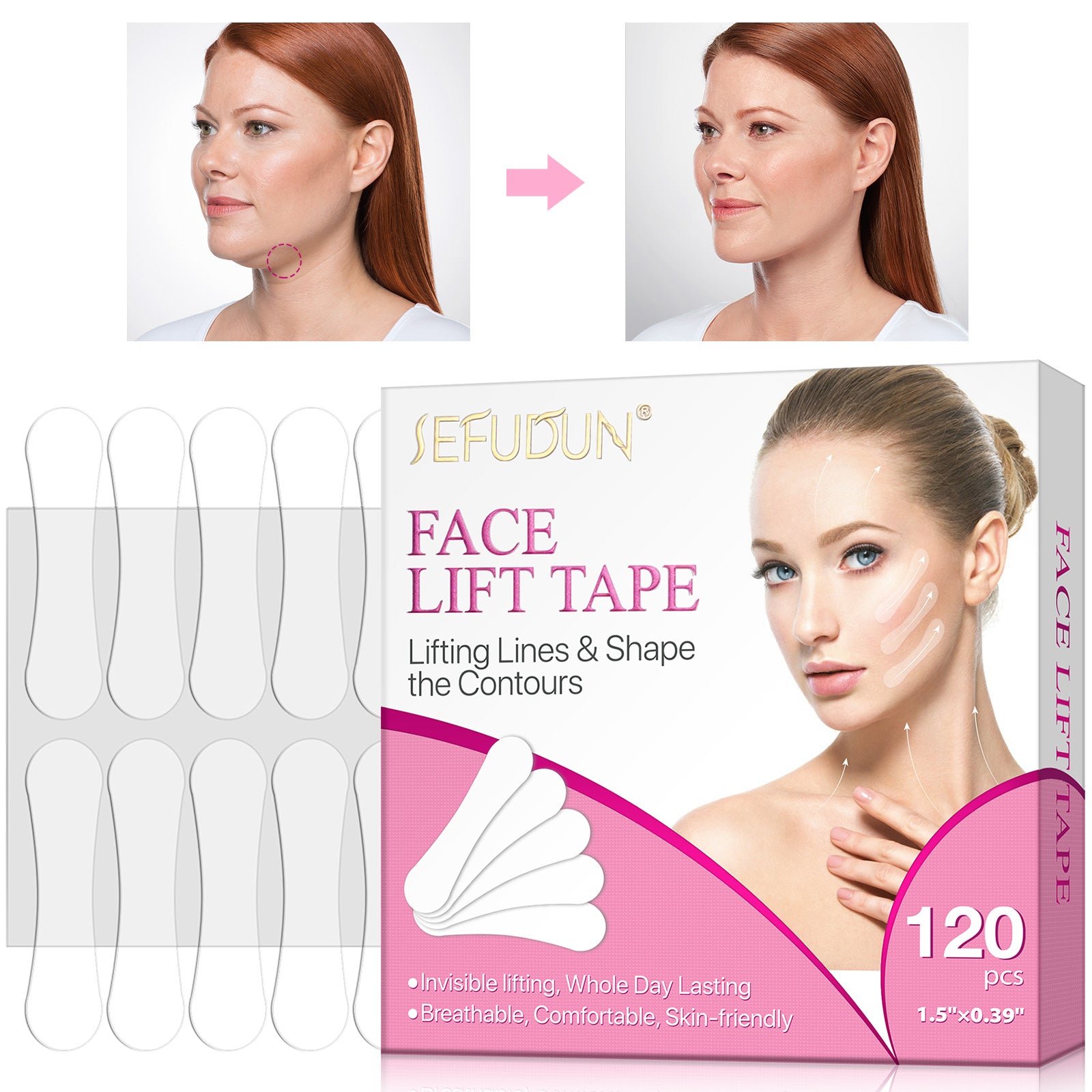 SEFUDUN Face Lift Tape, 120pcs