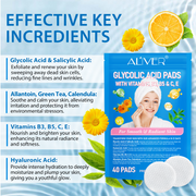 ALIVER Glycolic Acid Exfoliating Pads, 40pcs