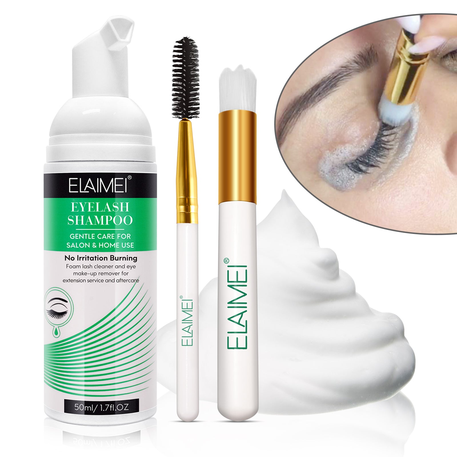 ELAIMEI Eyelash Extension Shampoo Kit, 50ml