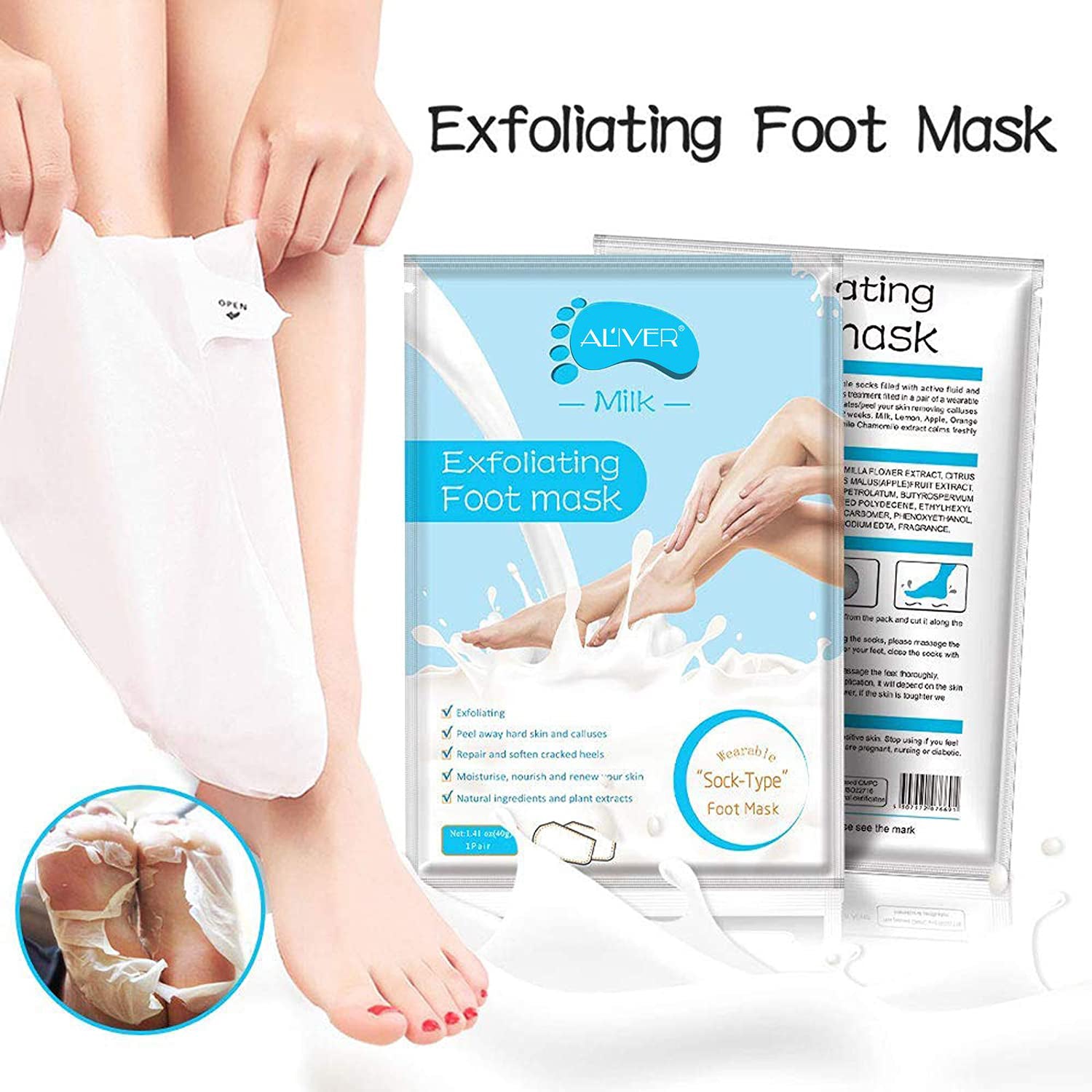 Aliver Milk Soft Foot Peel Mask for Feet Dead Skin Remover