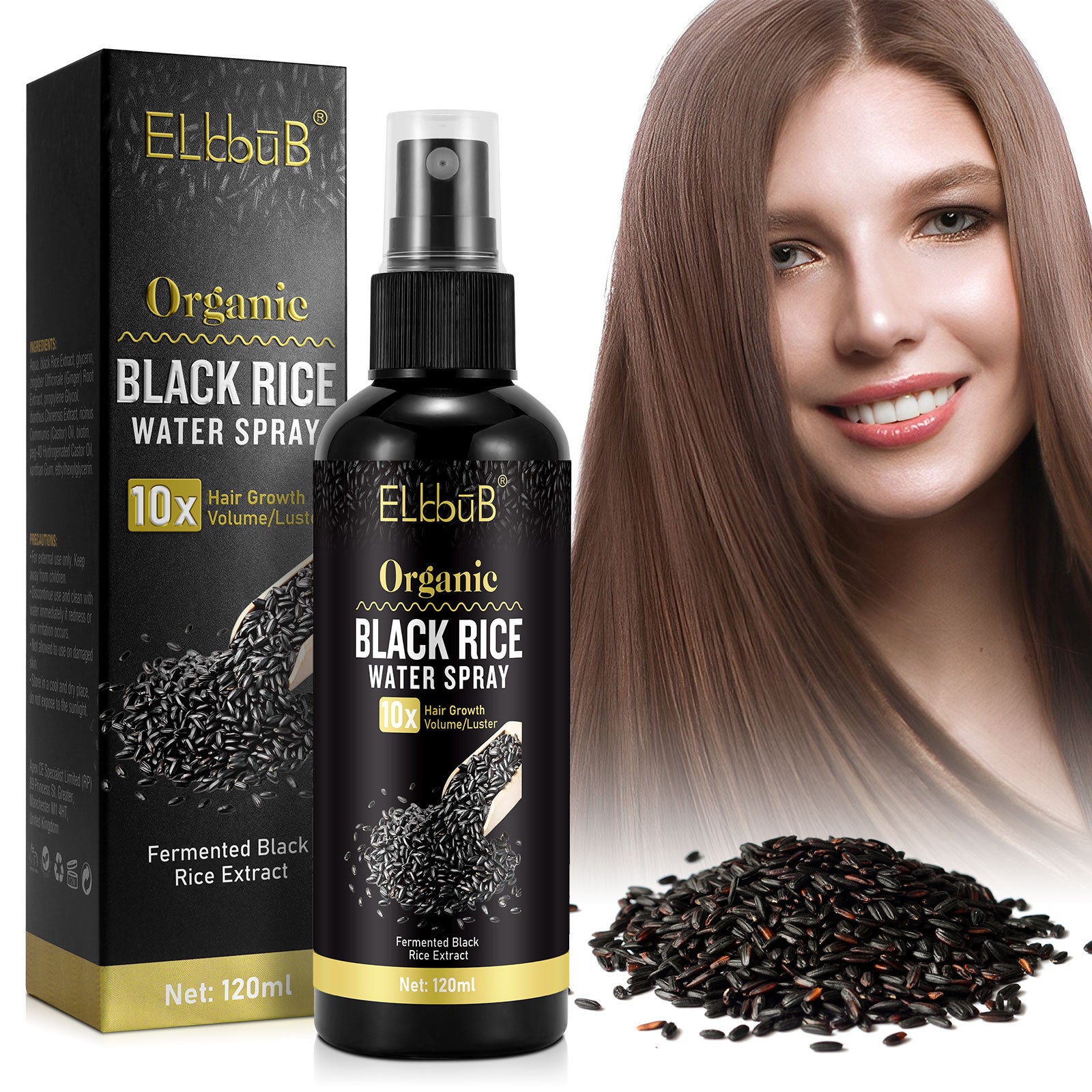 ELBBUB Organic Black Rice Water Spray, 120ml