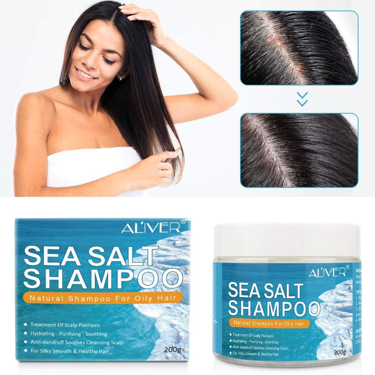 Aliver Natural Sea Salt Shampoo Hair Anti Dandruff Treatment
