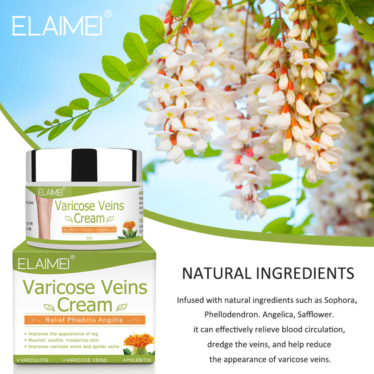 ELAIMEI Anti Varicose Veins Cream for Legs, 50g