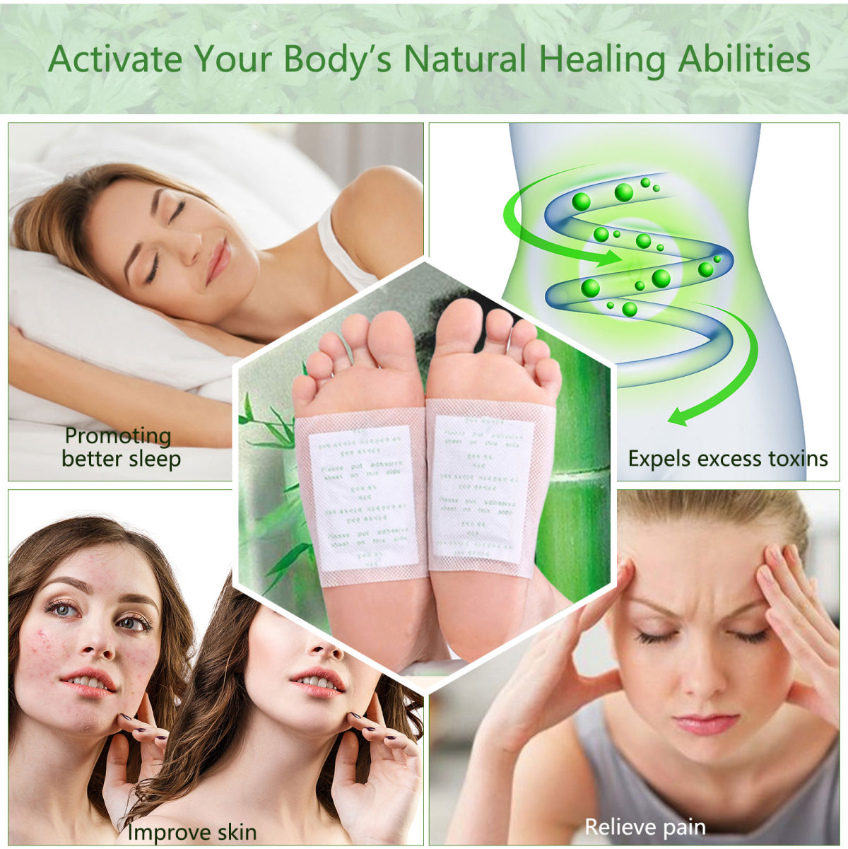 ELAIMEI Adhesive Detox Foot Patches, Toxin Removal Pads (10 pcs)