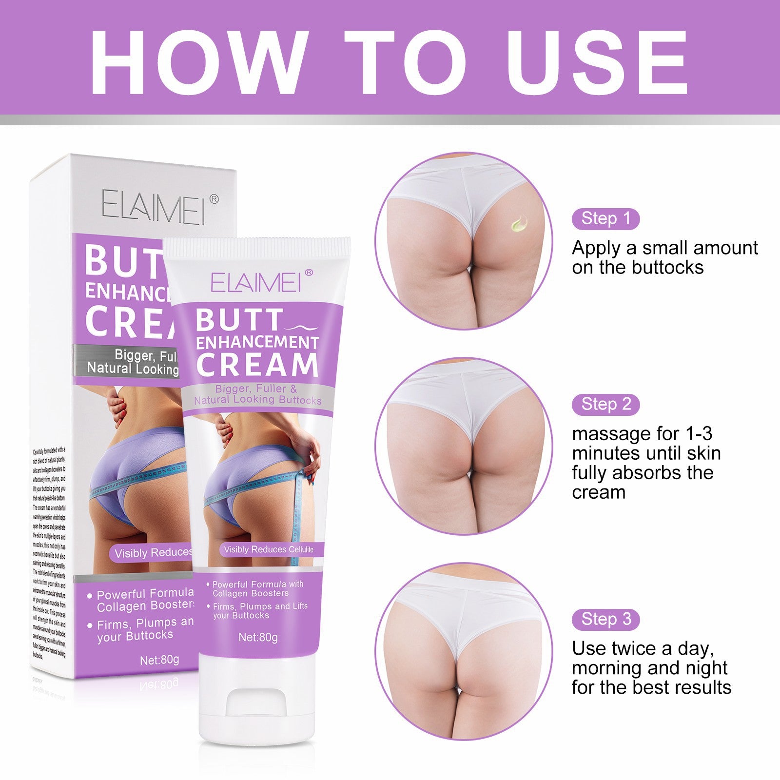 ELAIMEI Butt Enhancer Firming Cream, 80g