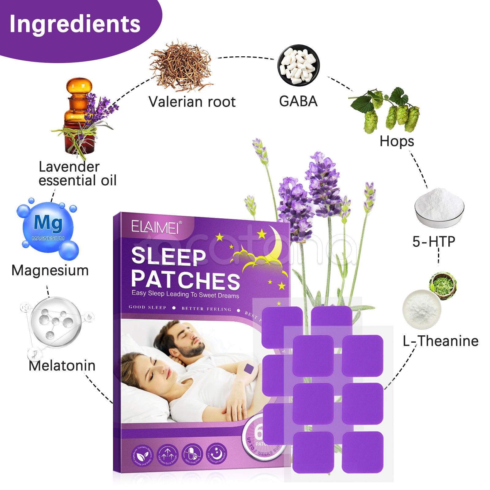 ELAIMEI Natural Deep Sleep Patches, 60pcs
