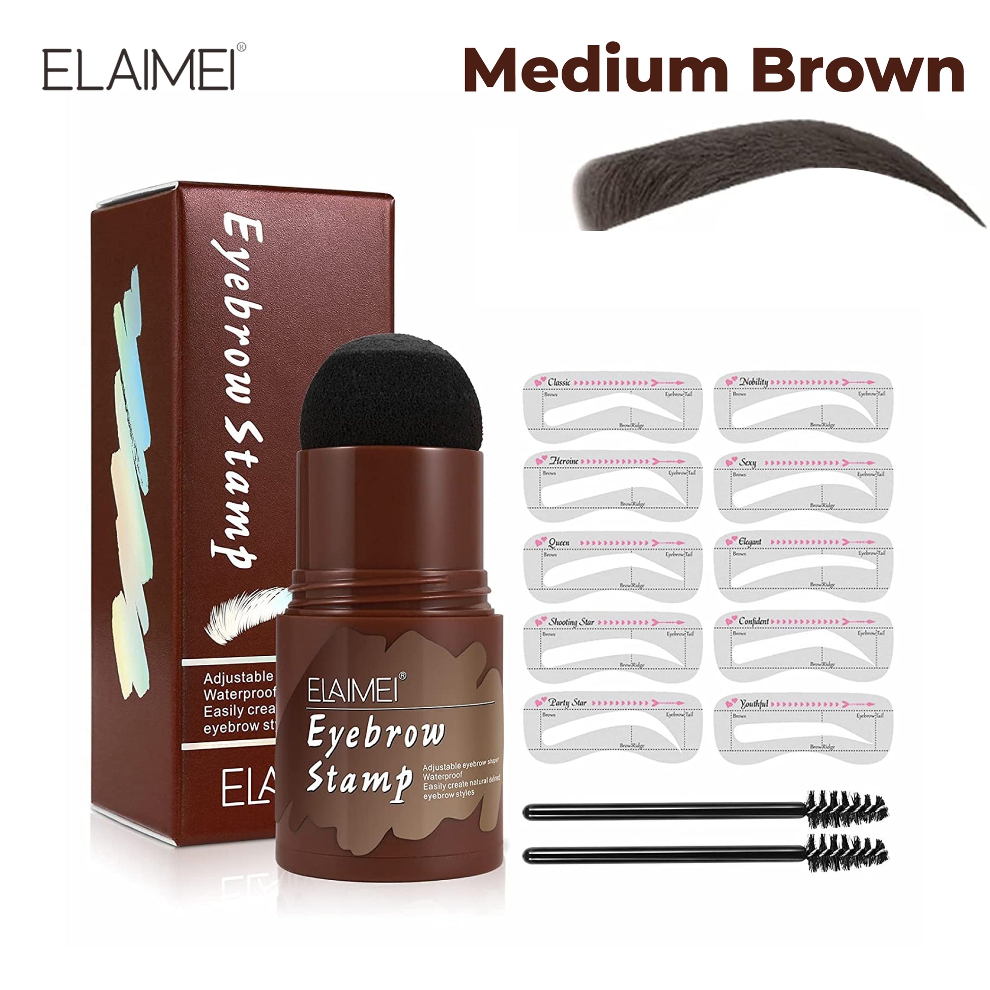 ELAIMEI Medium Brown Eyebrow Stencil Kit