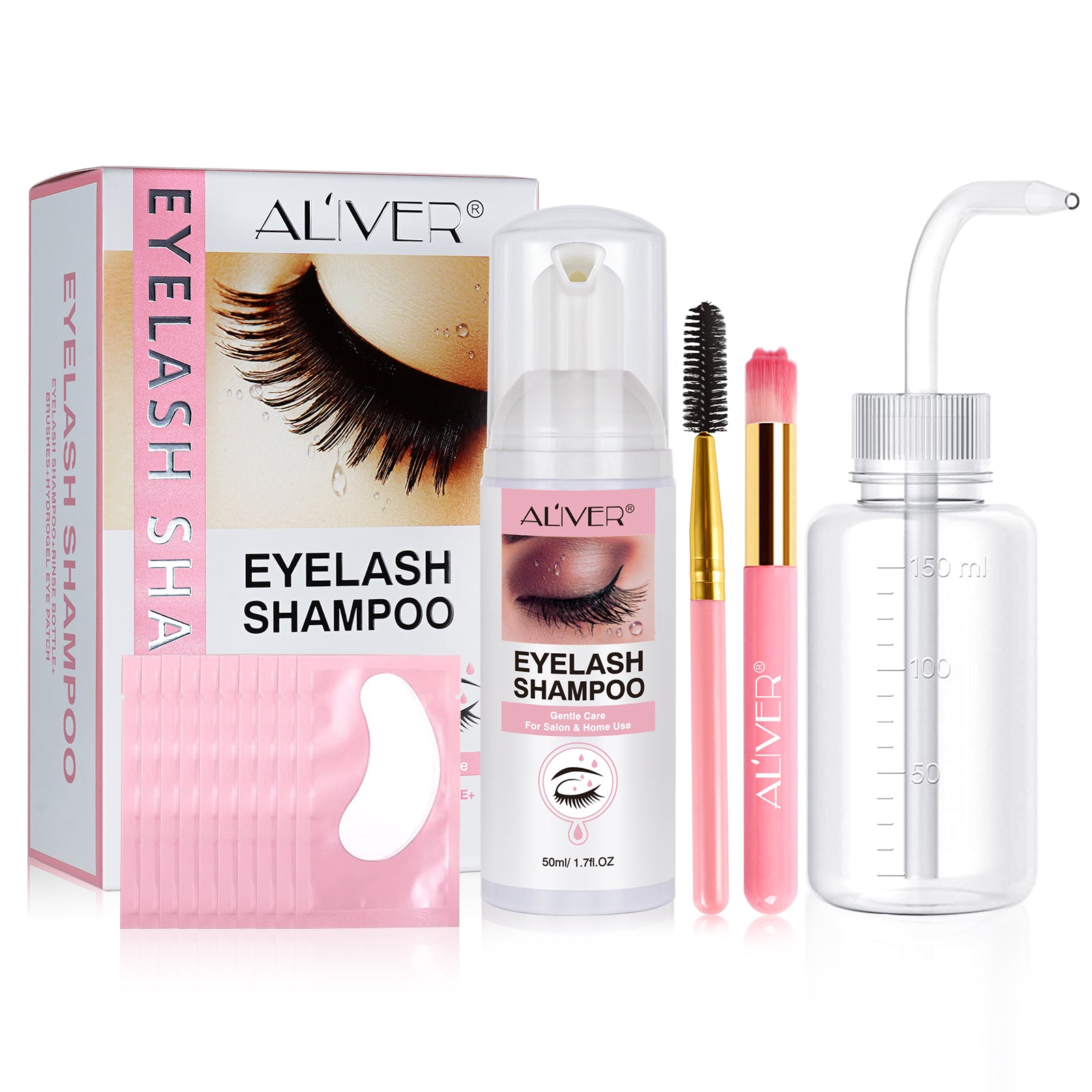 ALIVER Eyelash Shampoo for Lash Extension, Kit