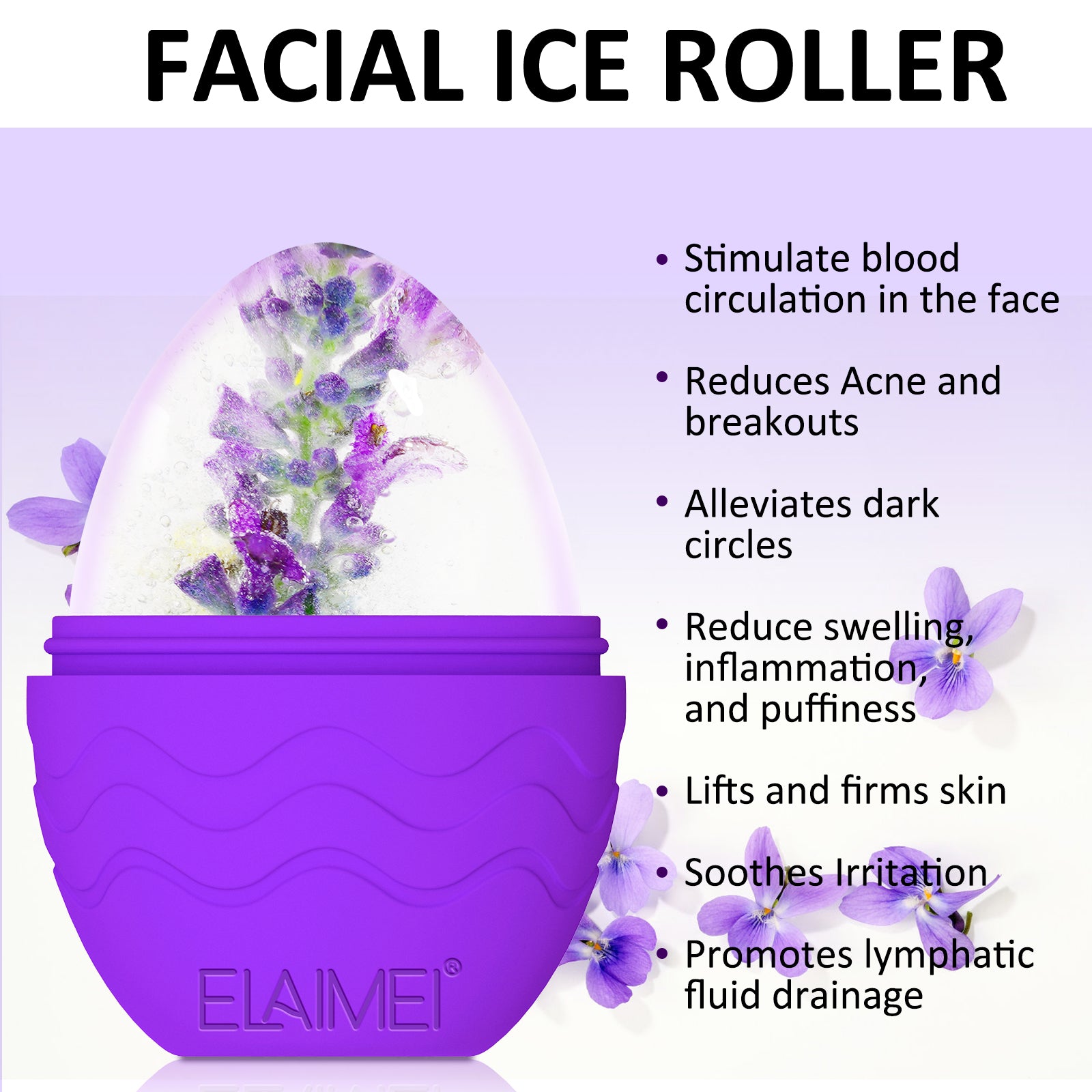 ELAIMEI Ice Roller Facial Cube Massager, Purple