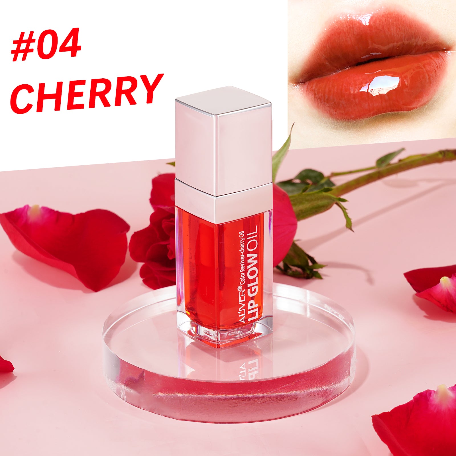 ALIVER 5pcs Lip Gloss Lipstick, Cherry