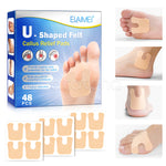 ELAIMEI U-Shaped Felt Callus Pads for Feet Pain Relief & Foot Protection, pack of 48pcs