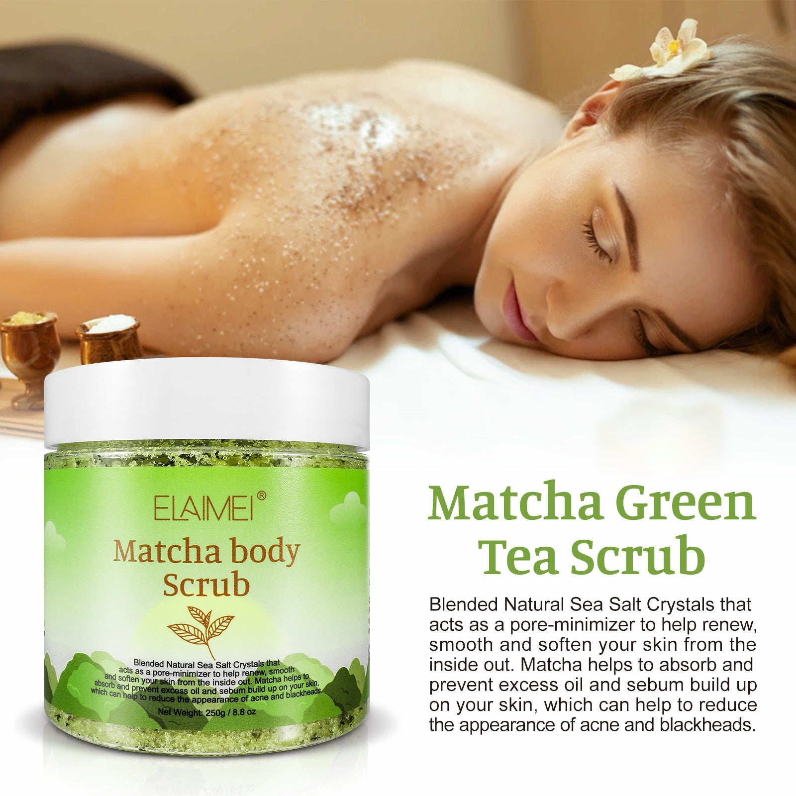 ELAIMEI Exfoliating Matcha Body Scrub, 250g
