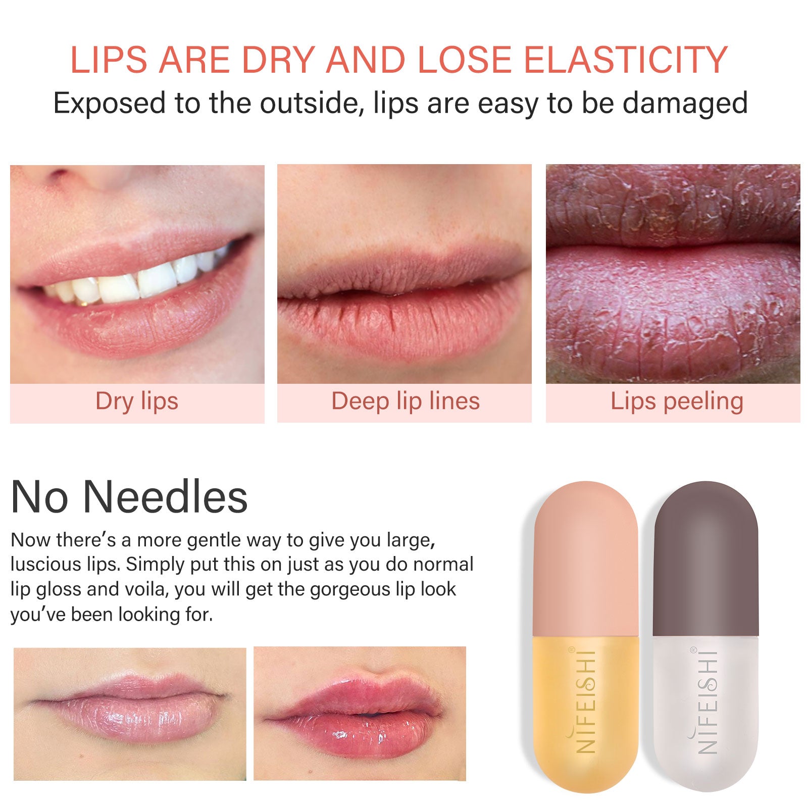 NIFEISHI 2pcs Day & Night Lip Plumper Set